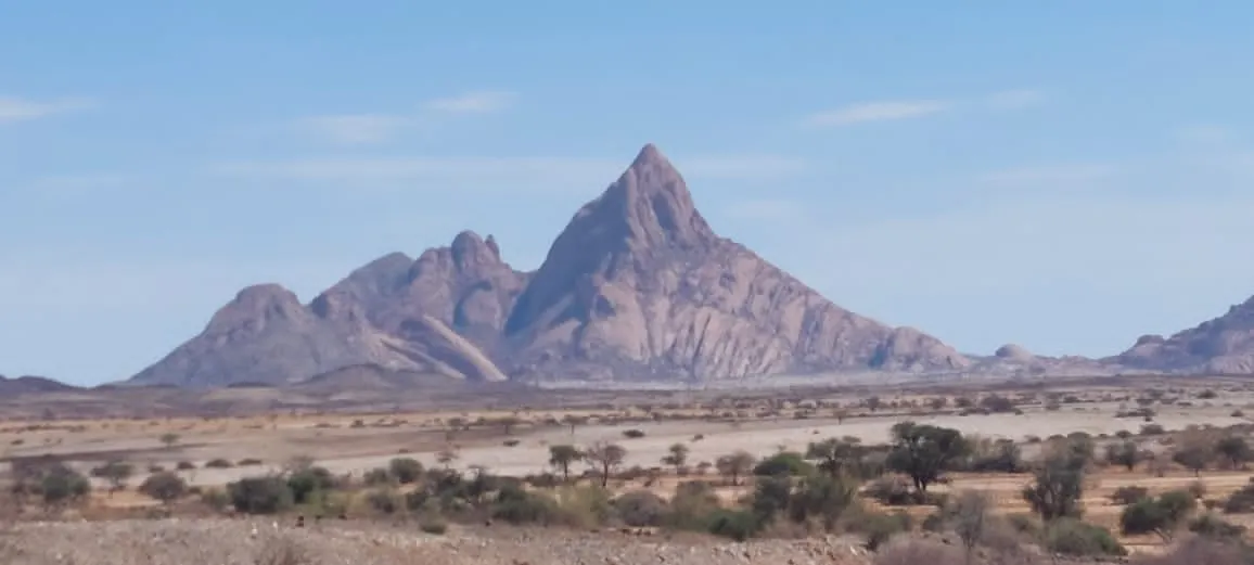 Rock climbing area at Spitzkoppe with clear blue sky